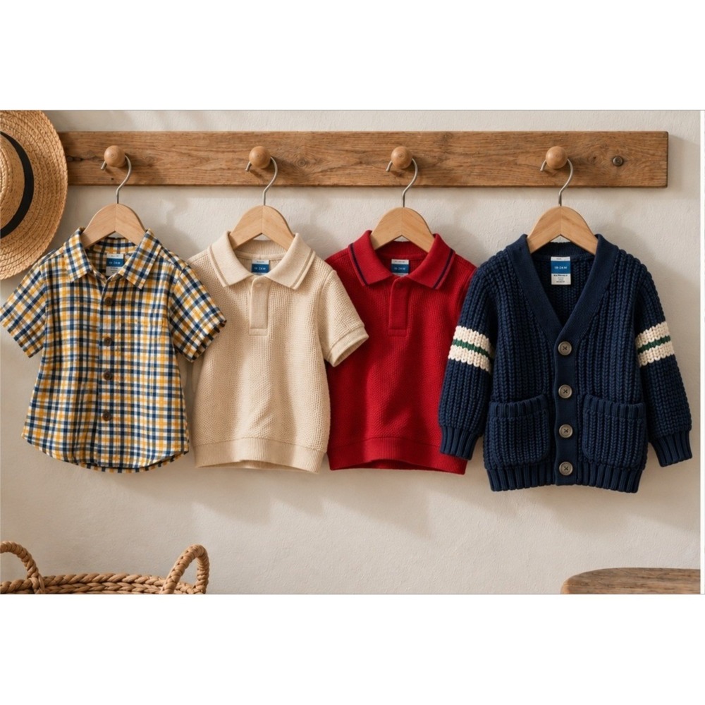 Old Navy Boys Fall Clothes 12-18M Multi Color Bundle Cardigan Plaid Polo Set